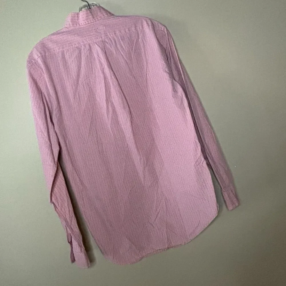Mens‎ Ralph Lauren Medium Collared Dress Shirt PINK Checkered Horse Polo Logo